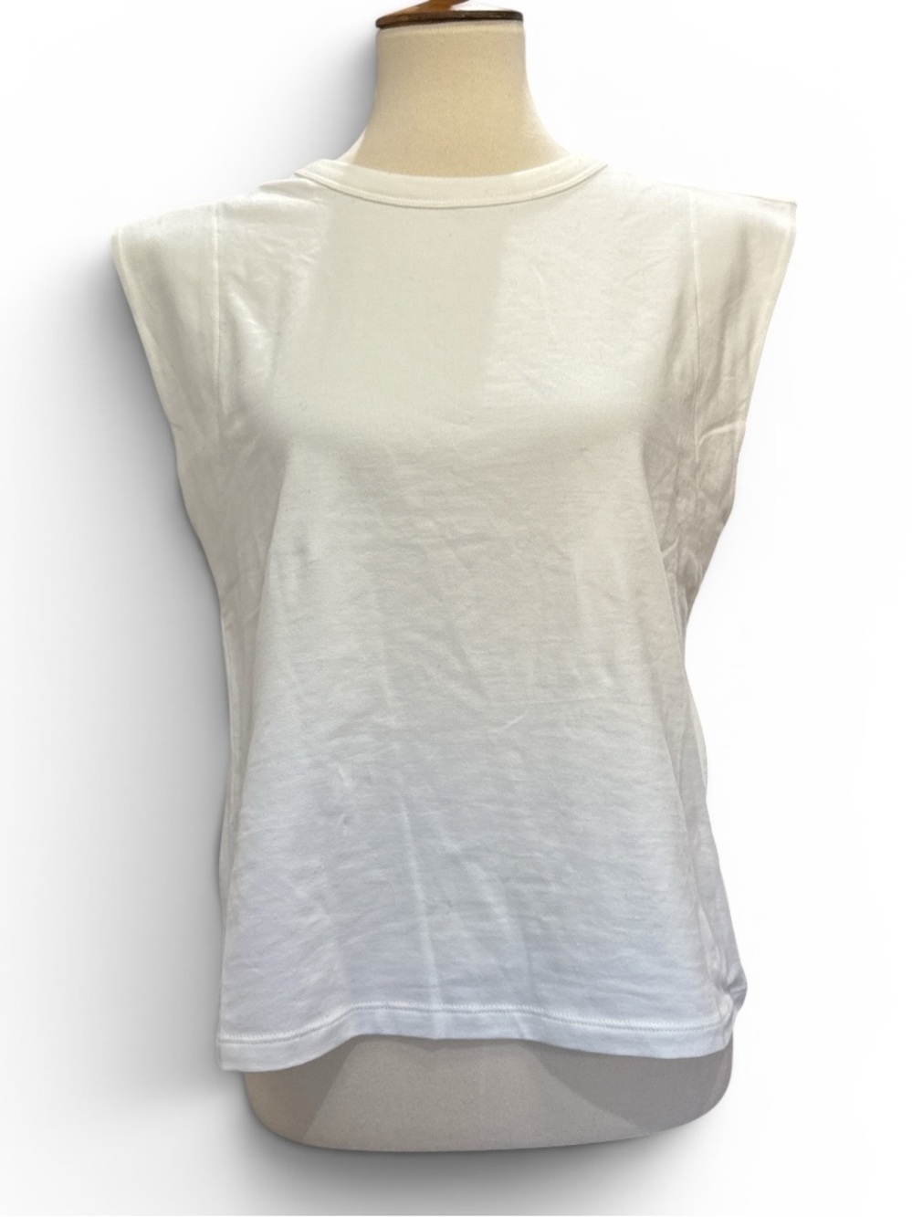Women's White Sleeveless Crewneck Tank Top #477